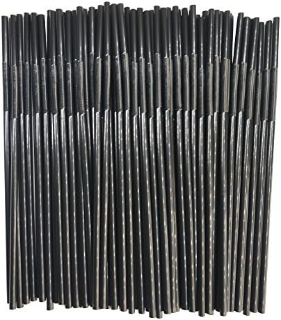 10 Inch Extra Long Black Flexible Bendy Party Disposable Drinking Straws,Pack of 100