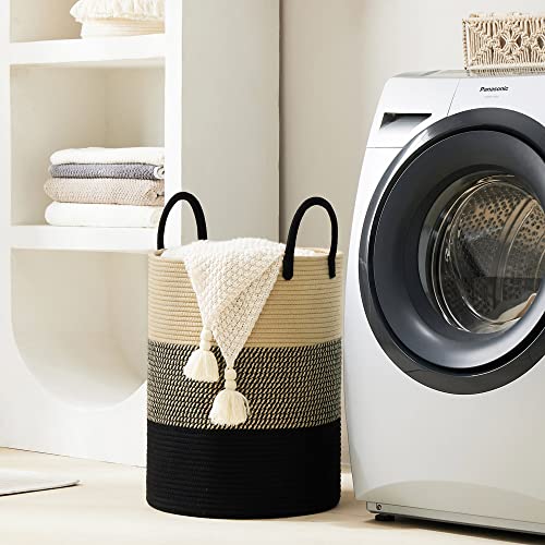 Woven Rope Laundry Hamper Basket by YOUDENOVA, 58L Tall Luandry Basket