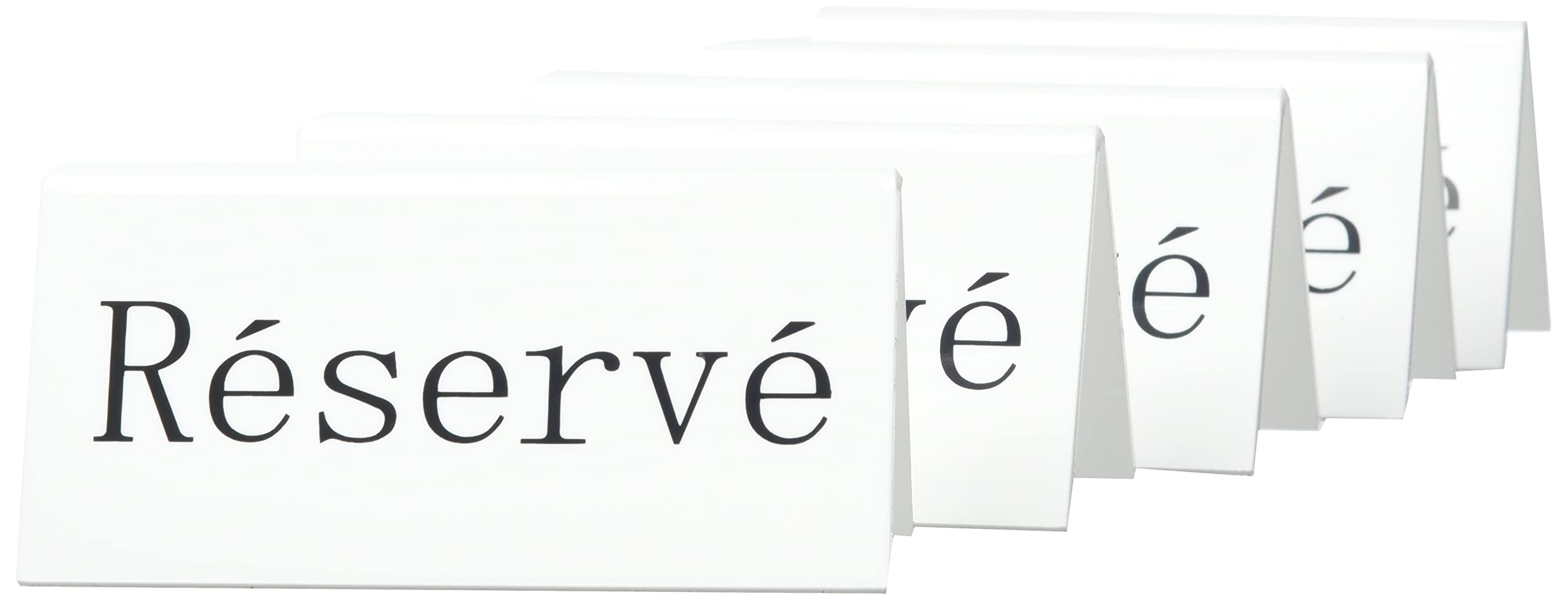 Securit Reservation Table Stands,Réservé-French (Set of 5), acrylic, White, 5x10x4, 5cm