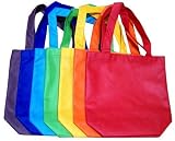 ColorYourLife 7-Pack Non-woven Reusable Kids Carrying Shopping Grocery Tote Bag for Party Favor in Retail Packaging -10" Assorted Colors