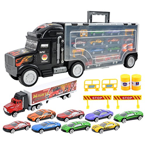 image for Moombike Transporter Car Carrier Truck Toy Set for Kids, Long Truck wi