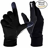 Touch Screen Gloves, Ozero Tech Glove - Windproof and Water Resistant - Light Weight Thin - for Running, Cycling, Riding, Outdoor Sports in Winter - for Women and Men - Black (S,M,L,XL)