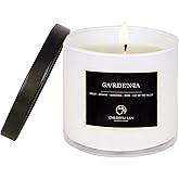Chloefu LAN Premium Gardenia Scented Candle for Men & Women, Highly Scented, 7.1oz|45 Hour Long Lasting, All Natural Soy Candles, Home Decor, White Glass Jar Candle with Gift Box