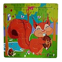 Roysberry Toys - 9 Pcs Kids Animal Wooden Puzzles Toys Squirrel 3D Puzzle Shape Color - Birthday Gift Christmas Halloween Toy Jigsaw Puzzles for Kids Ages 4-8