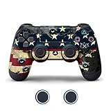 Sololife PS4 Controller Skin with Two Silicone Thumb Grip Caps for Sony Playstation 4 DualShock Wireless Controller - American Flag