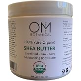 OM Botanical Organic African Shea Butter From Ghana | Raw, Unrefined 16 oz Reusable Jar For Body, Face &amp; Hair 100% Pure, Natural Moisturizer, Best for DIYs Like Lotion, Cream, Lip Balm and Soap
