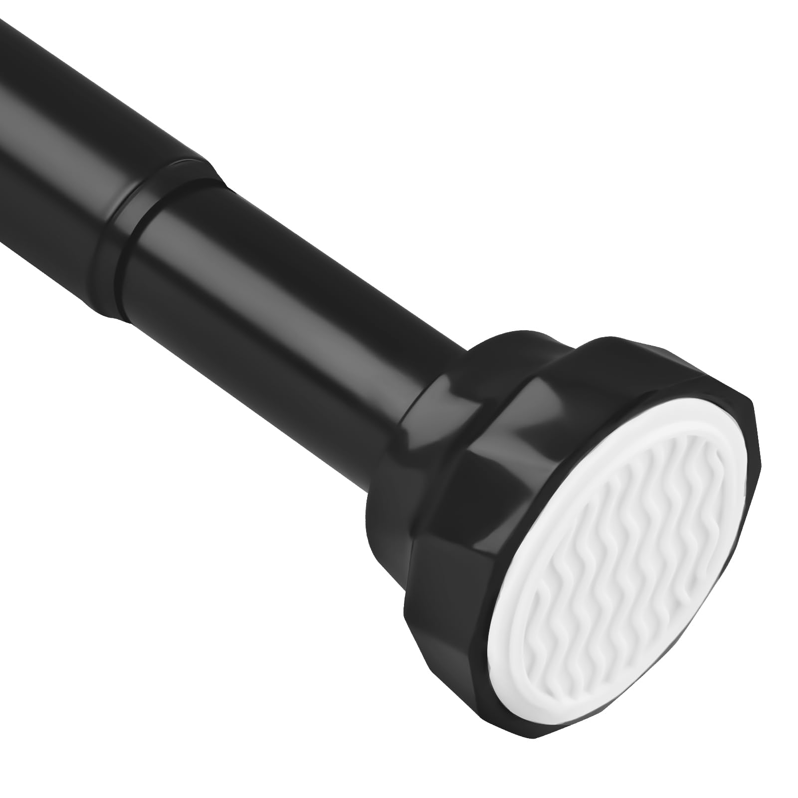 Extendable Shower Pole 76-256cm, Black Spring Tension Rod No Drill for Shower Curtain, Ø25mm Curtain Rod for Bathroom, Bedroom