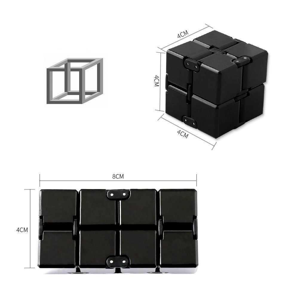 Cube Infini - En plastique ABS de couleur noir - De bonne qualité maniable et résistant - Jouet - Anti Stress - Décoration - Marque Française \