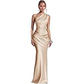 One Shoulder Stain Bridesmaid Dresses for Women Long Pleated Prom Dress Mermaid Formal Evening Party Gowns