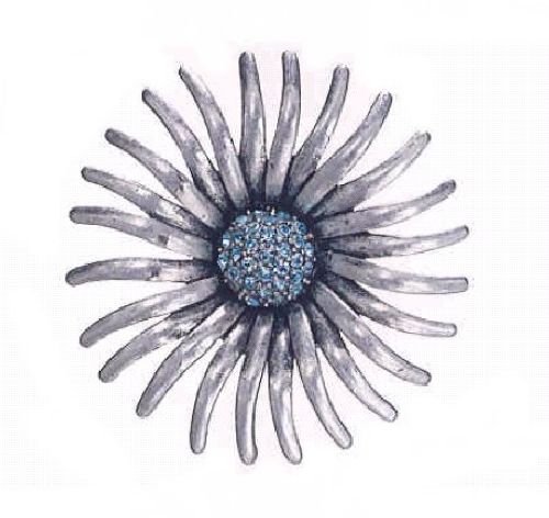 PILGRIM 282-205 Brosche, versilbert, blau