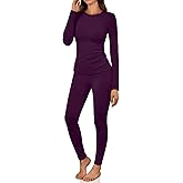 LILLUSORY Womens Long Johns Thermal Underwear Fleece Lined Leggings Warm Pajama Pants Set Shirts Winter Clothes 2025