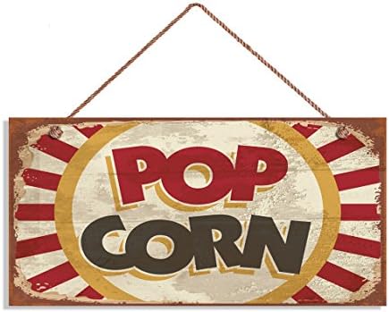 Retro Pop Corn Sign, Rustic Cinema Decor, Movie Theater Decor, 5" x 10" Sign, Wall Plaque, Entertainment, Movie Night.