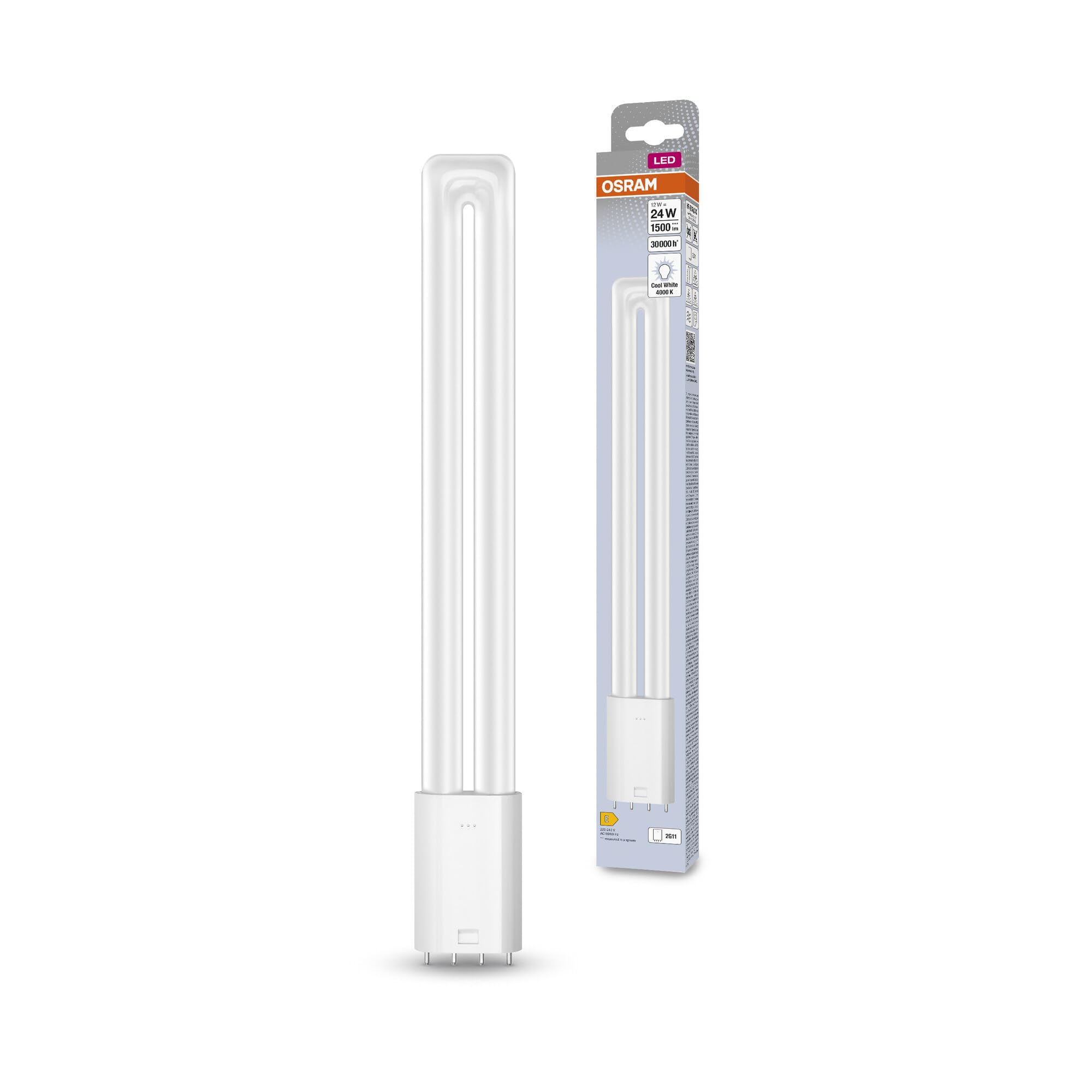 OSRAM Dulux LED, 2G11-base matt Optics,Cold White (4000K), 1500 Lumen, 24W-Replacement, Non-dimmable, 1-Pack