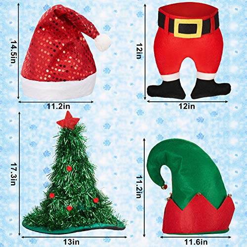 Syhood 6 Pieces Christmas Santa Hat Funny Novelty Christmas Tree Cap for Adults New Year Xmas Carnival Party Costume Accessories Props