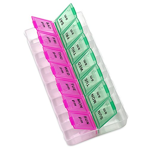 MEDca Weekly Pill Organizer, Twice-a-Day, 1 Pill Organizer New Attractive Coloring