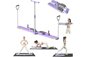 RUNWE Upgraded Split Pilates Reformer Board - Foldable Pilates Board with Resistance Bands & Handrail, Multifunctional Rebound Abdominal Board Ab Trainer, Pilates Machine Full Body Workout at Home