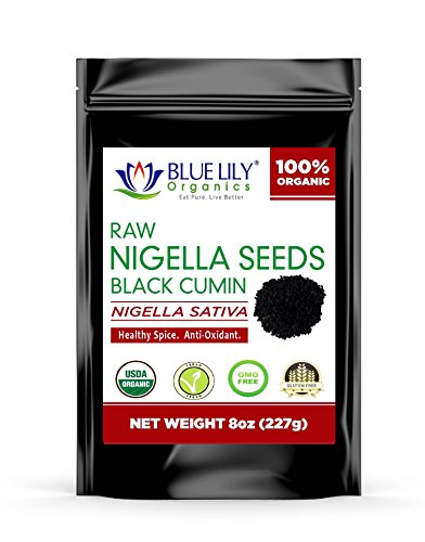 Blue Lily Organics Raw Black Seeds (Nigella Sativa) - Certified Organic (8 oz)