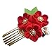 CRB Fashion Womens Japanese Kimono Flower Hair Tie Band Clip (Red)