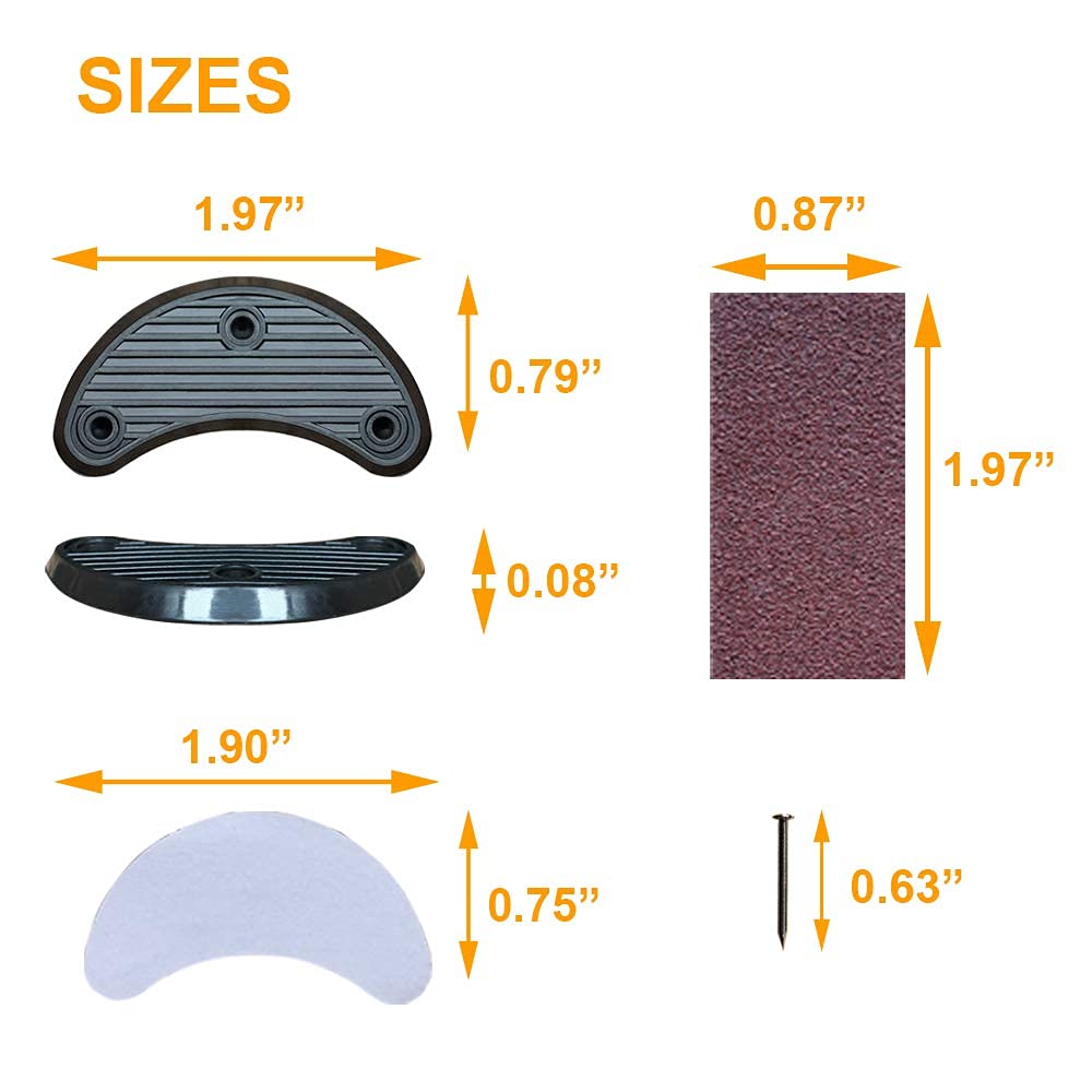 Unikstep 6 Pairs Shoe Heel Plate Tap, Shoe Heel Side Worn Repair Rubber Patch, Replacement Kit