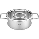 Fissler Pure Collection 4.1 Quart Stainless Steel Rondeau with Glass Lid, All Stovetops Including Induction, Rivet-Free, Oven Safe to 450&deg;F, Dishwasher Safe