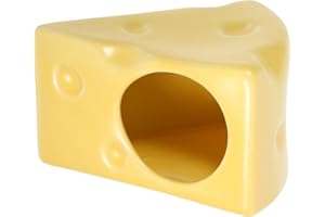 Kisangel Ceramic Hamster Hideout Cheese Shape Cooling Nest Small Pet House 3.93X3.34X2.36In Durable Hideaway for Hamsters and