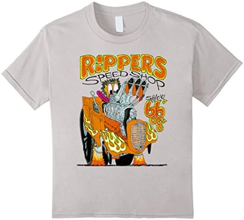 Kids RipperRods "Speed Shop" Hotrod Drag Racing Car T-Shirt 10 Silver