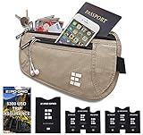 Zero Grid Money Belt w/RFID Blocking - Concealed Travel Wallet & Passport Holder