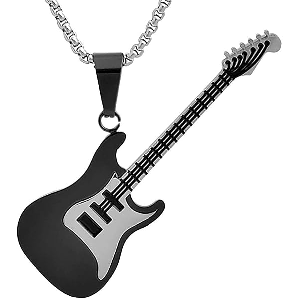 Personalized Guitar Charm Pendant - Sterling Silver Electric Guitar Necklace With Your Name