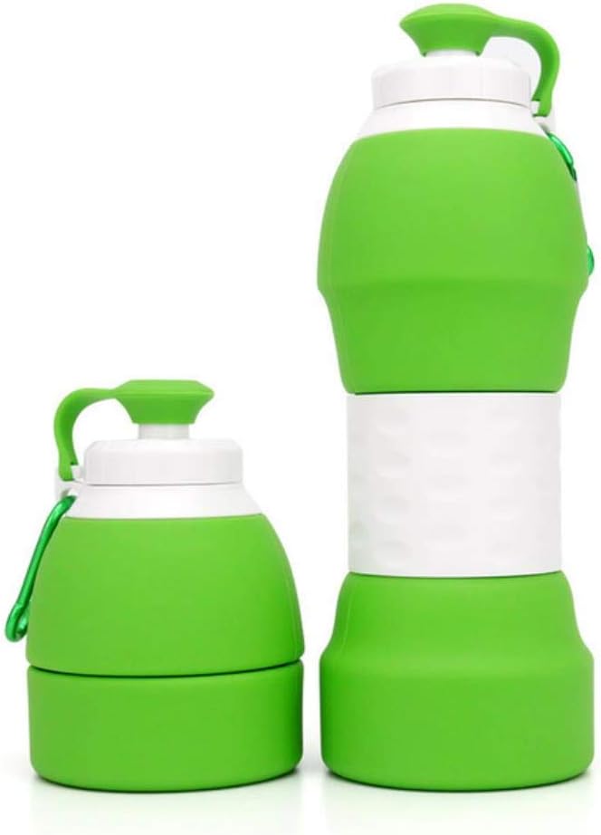 500-600Ml Sports Kettle Foldable Outdoor Water Bottle Cup Silicone Football Kettle Gourd Travel Kettle Mug Portable Drinking,Green,580Ml