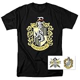 Popfunk Harry Potter Hufflepuff Logo Adult T Shirt & Exclusive Stickers (X-Large)