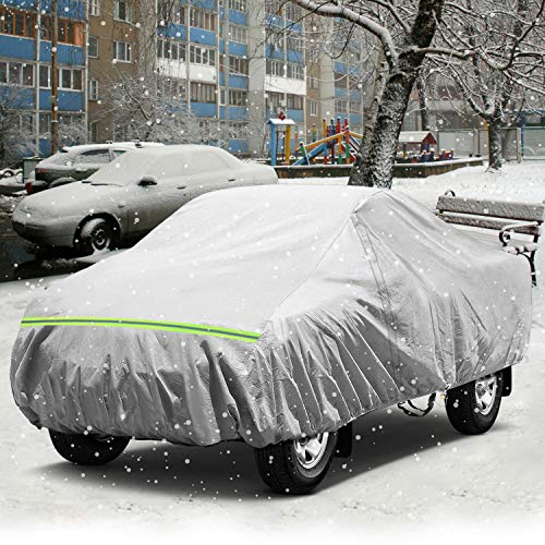 KAKIT Waterproof Truck Cover, 5 Layers All Weather UV Protection Car Cover with Driver Door Zipper for Truck Pickup, Fits up to 242"
