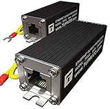 Ethernet Surge Protector (2 Pack) PoE+ Gigabit - Gas Discharge Tube for Full Protection -Mounting Flange- RJ45 Lightning Suppressor- LAN Network CAT5/CAT6 Thunder Arrestor GbE 1000 Mbps- Tupavco TP302