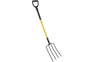 CHICIRIS 46 Inch Pitch Fork, 4 Tines Garden Fork with Y Shaped Metal Grip for Gardening Digging Composting Planting, Sturdy H