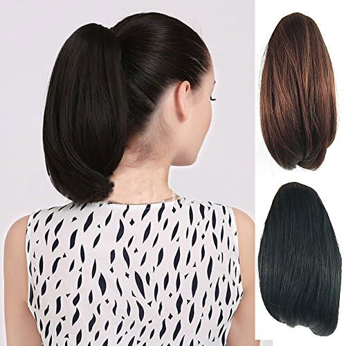 DENIYA Short Straight Claw Clip Ponytail Hair Extensions and Hair Pieces for Black Women with Thinning Hair 10"(26cm)