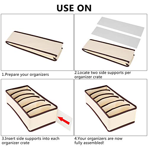 Awekris Foldable Closet Drawer Organizer, Set of 4 Drawer Divider Storage Boxes, Underwear Storage Boxes for Storing Socks, Bra, Handkerchiefs, Ties, Belts
