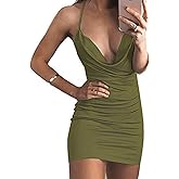 VANCOL Women's Sexy Deep V-Neck Mini Club Dress