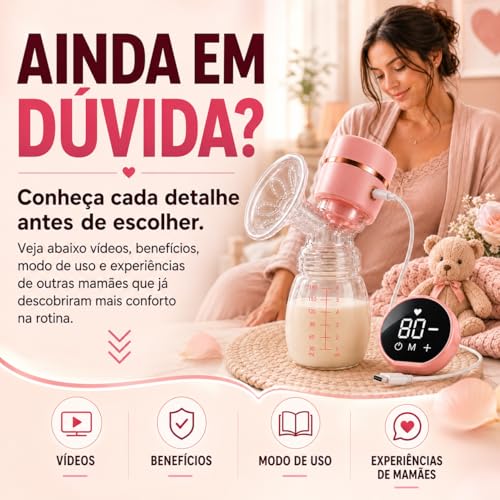Bomba de Tirar Leite Materno Elétrica Mãos Livres Ultra Silenciosa Tela LED Portátil Protetor de Mama de Silicone 22mm 2 Modos, 9 Níveis De Sucção Livre de BPA Bombinha de Leite Mamadeira Amamentação Extratora de Leite Portátil