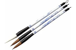 JueDi Chinese Brush Calligraphy Brush Sumi Brushes Painting Brush Writing Brushes Large Chinese Calligraphy Brush Set 3pcs