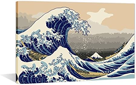 Paint by Numbers 16 x 20 inch Canvas Art Kit DIY Oil Painting for Kids/Students/Adults Beginner, Katsushika Hokusai Sea Wave