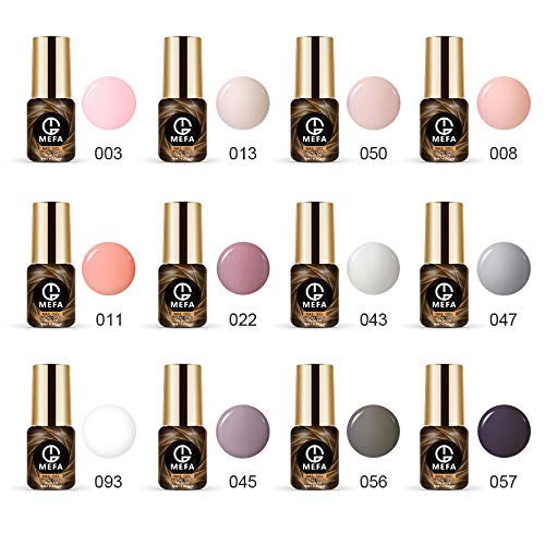 Gel Nail Polish Set - 12 Pcs 8ml Nude Gray Series Nail Art Gift Box, Soak Off Nail Art Manicure Varnish Set, Require LED UV Nail Dryer Lamp