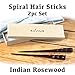 Natural Hair Pin Chopsticks - Pair of Spiral Hair Sticks for Women and Men - Hand Carved Wood Styling Pin Set - Wide Cut Spiral - 7.5 Inches Long