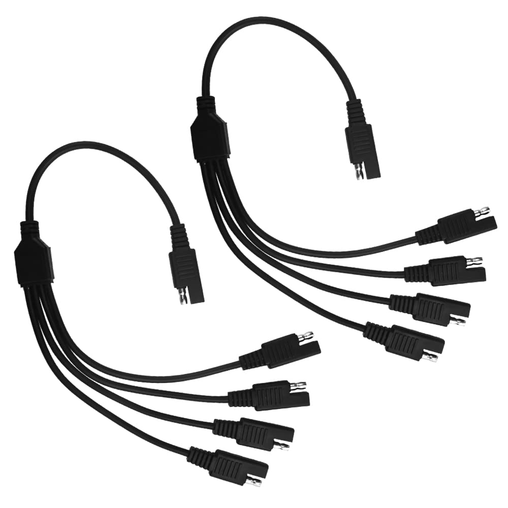 WMYCONGCONG 2 PCS SAE Connector SAE DC Power Automotive Adapter Cable Y Splitter 1 to 4 SAE Extension Cable 18AWG 13.78inch/35cm for Solar Battery Connection and Transfer