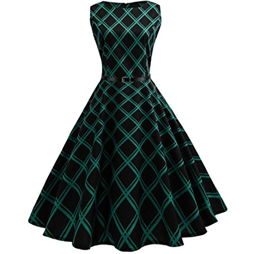 Women Dress, áƒ¦ Ninasill áƒ¦ Hot Sale ! Vintage Floral Bodycon Plaid Sleeveless Casual Evening Party Dress Skirt Blouse Tops