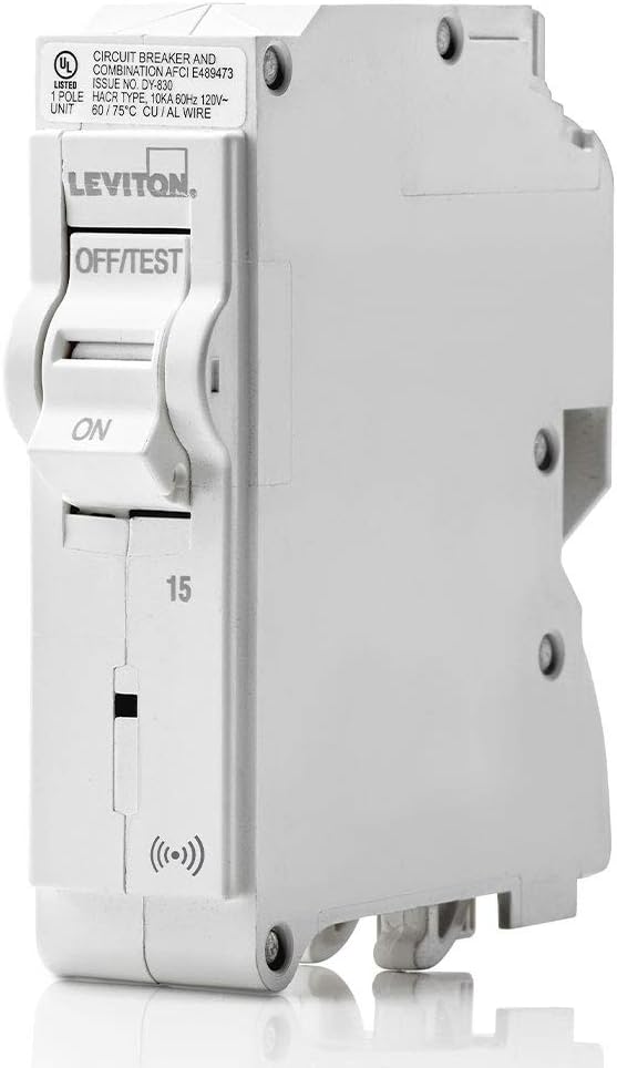 Leviton LB115-S 15 Amp, 1-Pole Plug-on Smart Standard Branch Circuit Breaker, 120 VAC, White