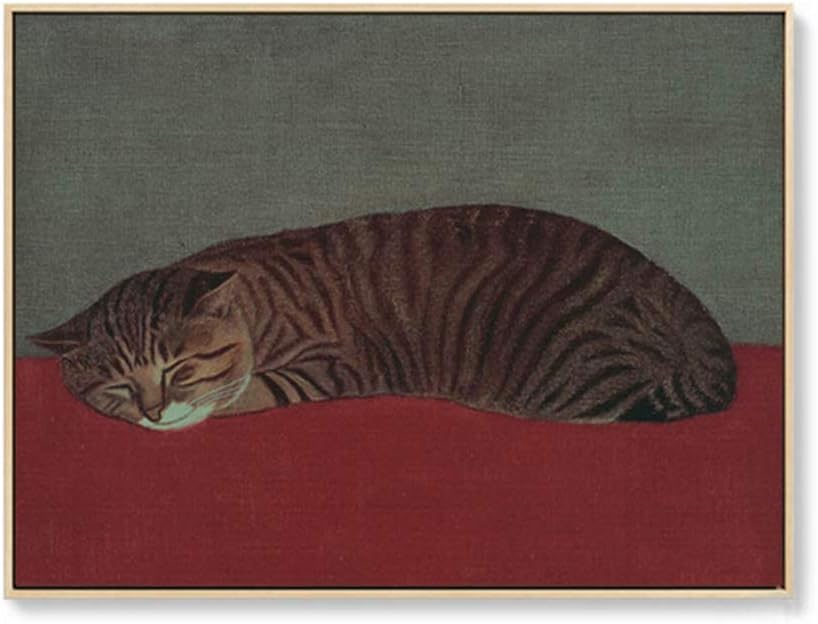 IDOLN1 Gato Durmiente Estilo japonés Vintage Animal Arte de la Pared