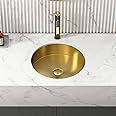 Weibath Gold Bathroom Sink Modern Luxury Stainless Steel Round Undermount Bathroom Wash Sink in Brushed Gold