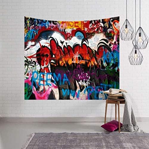 Vic Gray Abstract Painting Graffiti Tapestry Polyester Fabric Beach Towel Picnic Blanket Dorm Home Decorative Wall Hanging Tapestries