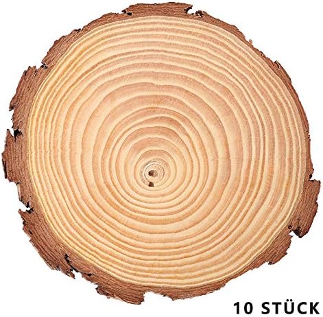 Enjoygoeu Holzscheiben 15 17cm Rund Holz Log Scheiben Ohne Loch Holzscheiben Zum Basteln Fur Diy Handwerk Hochzeit Weihnachten Dekoration Baumscheiben 10 Stuck Amazon De Kuche Haushalt