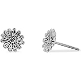 Boma Jewelry Sterling Silver Daisy Flower Stud Earrings with Oxidized Finish