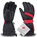 Simplicity Ski Gloves - Waterproof Snowboard Snow Warm Winter Men Gloves, Black Red, L